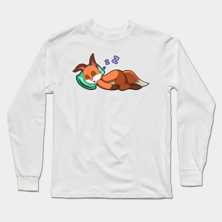 Fox at Sleeping with Pillow Long Sleeve T-Shirt